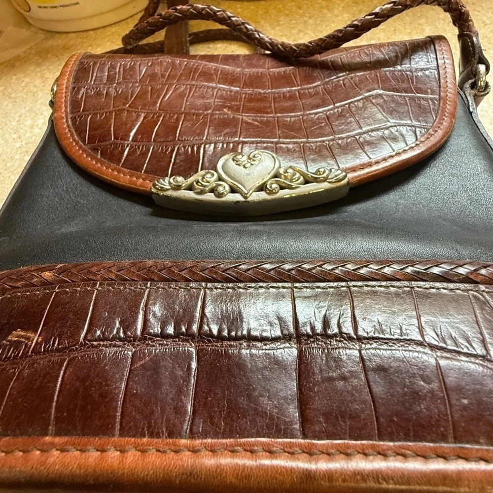 Vintage Brighton Brown and Black Croc-Embossed Purse Small 2 tone Bag